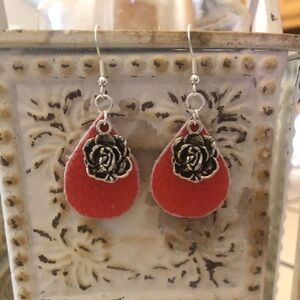 Pink Faux Leather Earrings